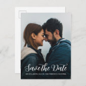 Elegante Script Save the Date Verlovingsfoto Aankondigingskaart (Voorkant / Achterkant)