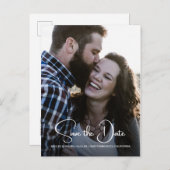 Elegante Script Save the Date Verlovingsfoto Aankondigingskaart (Voorkant / Achterkant)