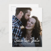 Elegante Script Save the Date Verlovingsfoto Aankondigingskaart (Voorkant / Achterkant)