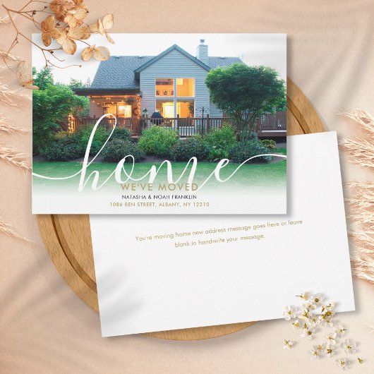 Elegante Script Script Nieuwe Huis Foto Aankondigi