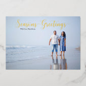 Elegante Script Seizoensgroeten Persoonlijk Folie Feestdagenkaart (Voorkant)