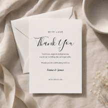 Elegante Script + Serif Trouw Dankkaart