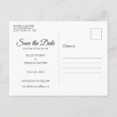 Elegante Script Simpele Foto Save the Date Postkaa Briefkaart (Achterkant)