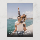 Elegante Script Simpele Foto Save the Date Postkaa Briefkaart (Voorkant)