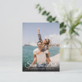 Elegante Script Simpele Foto Save the Date Postkaa Briefkaart (Staand voorkant)