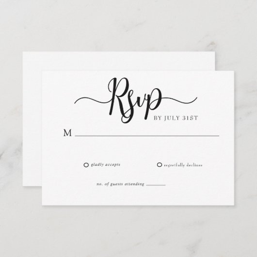 Elegante Script Simpele Huwelijks RSVP (Voorkant / Achterkant)