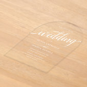 Elegante Script Simpele Trouw Acryl Uitnodiging (Laagn)