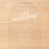 Elegante Script Simpele Trouw Acryl Uitnodiging (Voorkant)