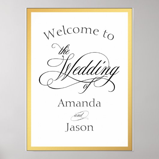 Elegante Script Slagen Bruiloft Welkom Bord Poster (Voorkant)