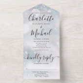 Elegante Script Sneeuwvlokken Winter Bruiloft All In One Uitnodiging (Binnen)