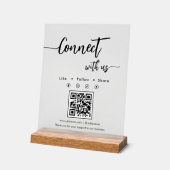 Elegante Script Sociale Media Enkele QR-code Acryl Bord (Hoek)