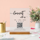 Elegante Script Sociale Media Enkele QR-code Acryl Bord (Huwelijk)