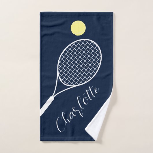 Elegante Script Speler Naam Tennisclub Handdoek (Handdoek)