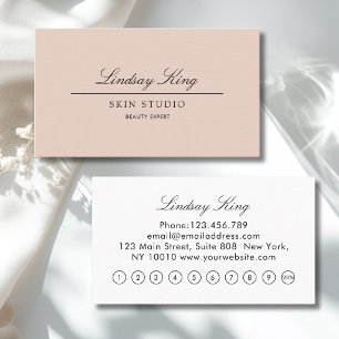 Elegante Script Stof Roze Bruin 10 Loyalty Card Visitekaartje