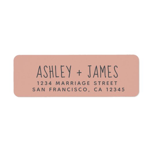 Elegante Script Stof Roze Huwelijk Retouradres Etiket (Voorkant)
