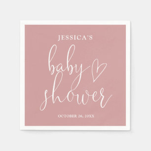 Elegante Script Stof Roze Roze Baby Shower Servet