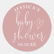 Elegante script stoffige roze baby shower favor