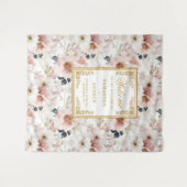 Elegante Script stoffige roze bloemen-huwelijkstap Wandkleed (Voorkant (horizontaal))