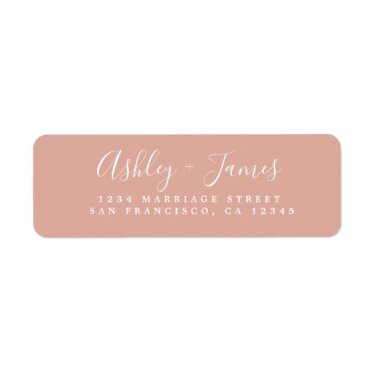 Elegante script stoffige roze trouw retouradres etiket (Voorkant)