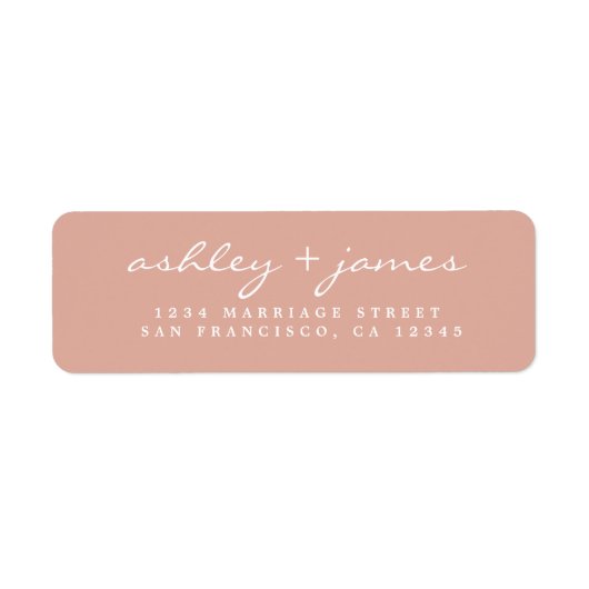 Elegante script stoffige roze trouw retouradres etiket (Voorkant)