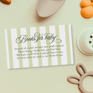 Elegante Script Strepen Baby Shower Boeken Voor Ba Informatiekaartje