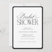 Elegante Script Strepen Bruidsfeest Zwart & Wit Kaart (Voorkant)