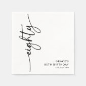 Elegante Script Tachtig 80ste Verjaardag Servet (Voorkant)