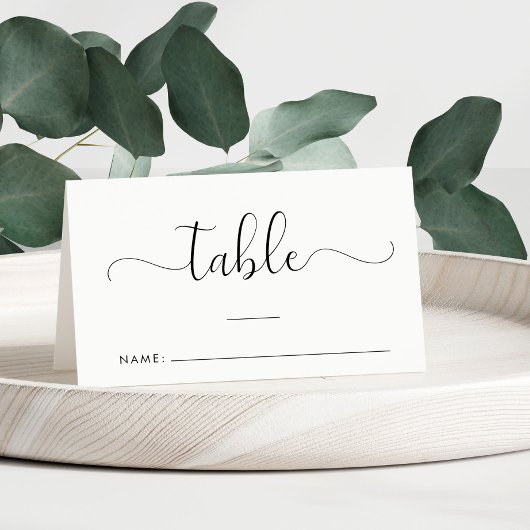 Elegante script tafelnummer voor het huwelijk plaatskaartje