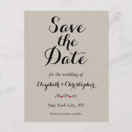 Elegante Script Taupe Trouw Save the Date Briefkaart