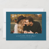 Elegante Script Teal Gebogen Frame Foto Save The Date (Achterkant)