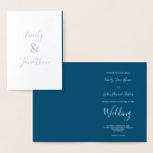 Elegante Script Tekst Namen Zilveren bruiloft Folie Kaarten (Display)