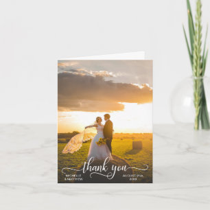 Elegante Script THANK YOU trouwkaart FOTO Bedankkaart