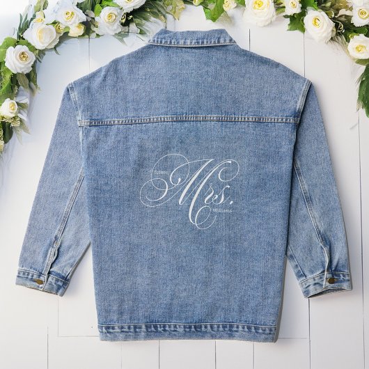 Elegante Script "Toekomstige Mrs" Aangepaste Bruid Denim Jacket