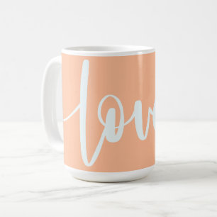 Elegante script topografie licht oranje perzikkleu koffiemok
