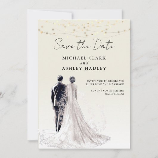 Elegante script traditionele bruiloft save the date (Voorkant)