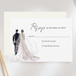Elegante Script Traditionele Trouwdag RSVP Kaartje