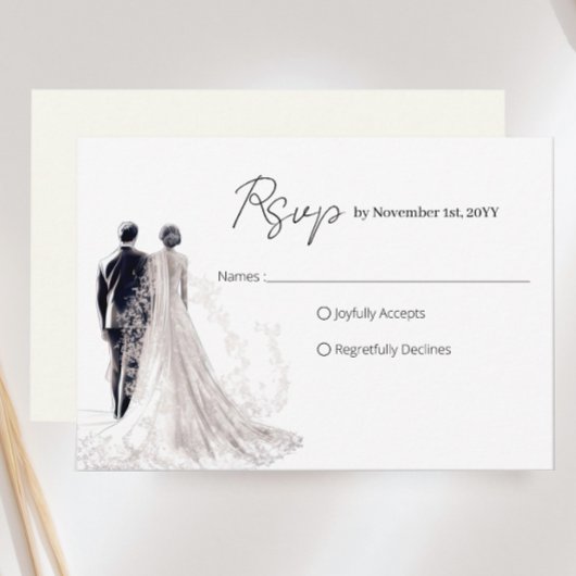 Elegante Script Traditionele Trouwdag RSVP Kaartje