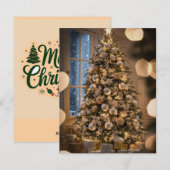 Elegante Script Tree Non Photo Christmas-Kaarten Feestdagenkaart (Voorkant / Achterkant)