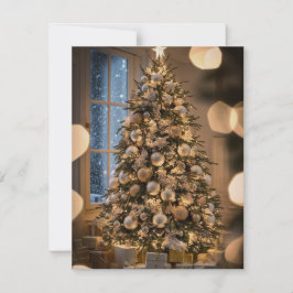 Elegante Script Tree Non Photo Christmas-Kaarten Feestdagenkaart
