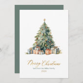 Elegante Script Tree Non Photo Christmas-Kaarten Feestdagenkaart (Voorkant / Achterkant)