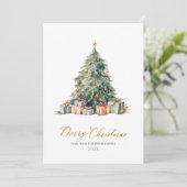 Elegante Script Tree Non Photo Christmas-Kaarten Feestdagenkaart (Staand voorkant)