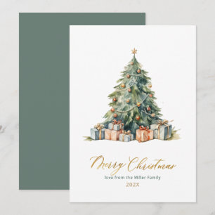 Elegante Script Tree Non Photo Christmas-Kaarten Feestdagenkaart