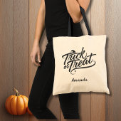 Elegante Script Trick or Treat Halloween Tote Bag