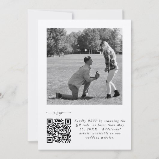 Elegante script trouw QR-code uitnodiging (Achterkant)