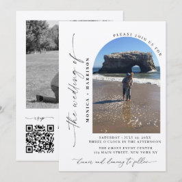 Elegante script trouw QR-code uitnodiging