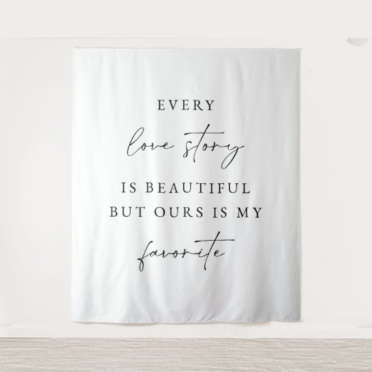 Elegante script trouwachtergrond banner wandkleed (Voorkant)