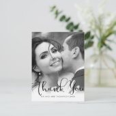 Elegante script trouwfoto bedankkaart briefkaart (Staand voorkant)