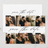 Elegante Script Trouwfoto Collage Save The Date (Voorkant / Achterkant)