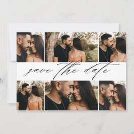 Elegante Script Trouwfoto Collage Save The Date