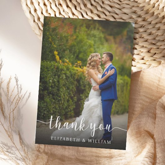 Elegante Script Trouwfoto | Dankkaart Bedankkaart
